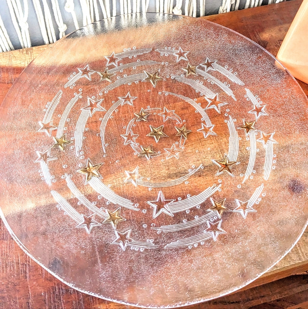 Vintage Shooting Star Serving Platter – Italian Glass by Industry Vetraria Valda